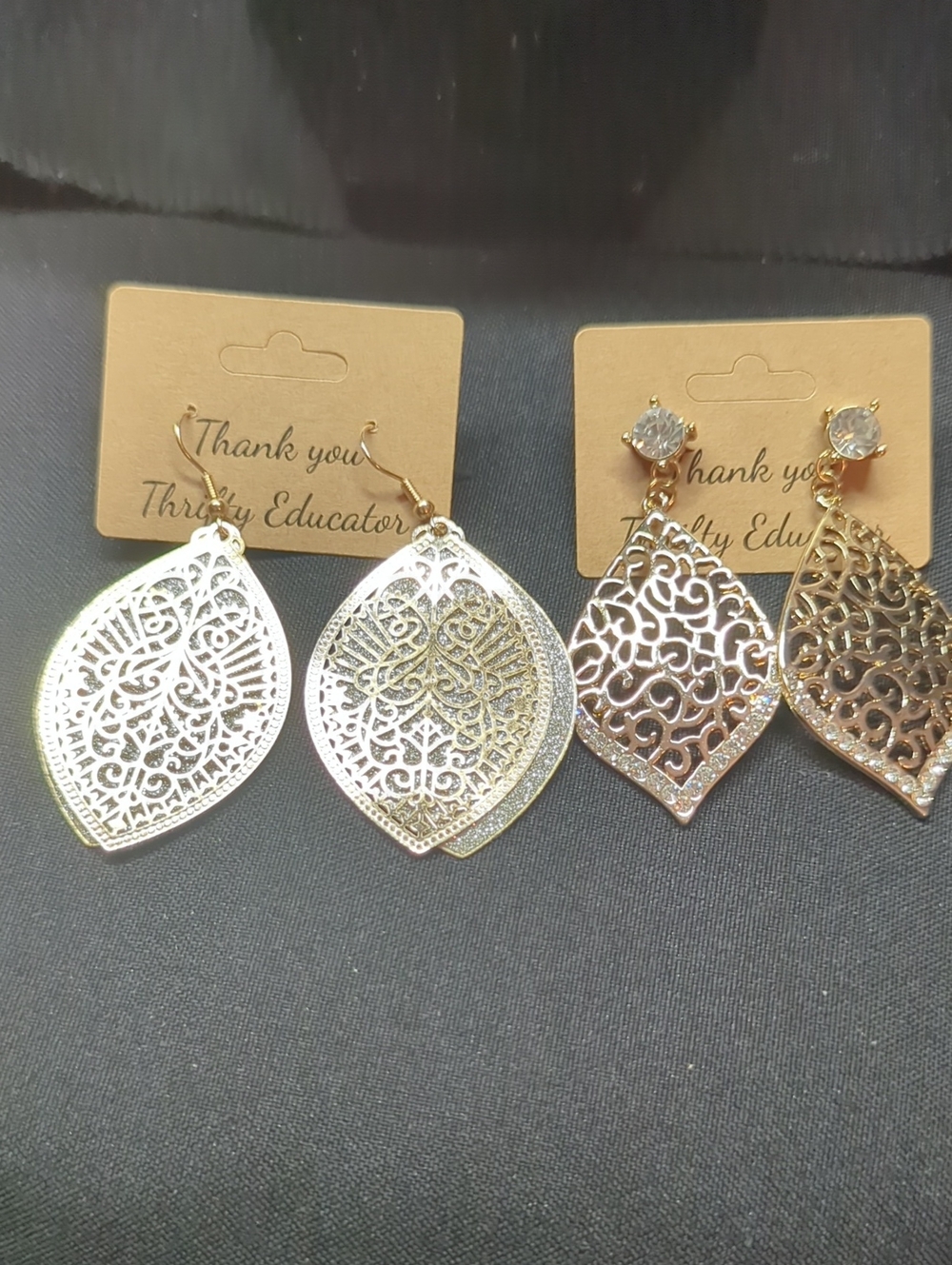 Gold Filigree Teardrop Dangle Earrings - Elegant Women's Jewelry